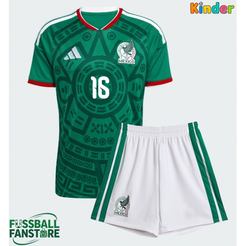 Mexiko Julian Quinones #16 Replik Heimtrikot Kinder WM 2026 Kurzarm (+ Kurze Hosen)